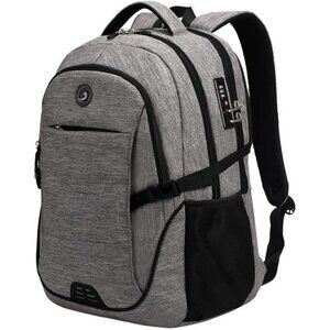 Unisex Travel Grey Laptop Backpack, Business Anti Theft Slim Durable Bags 17inch